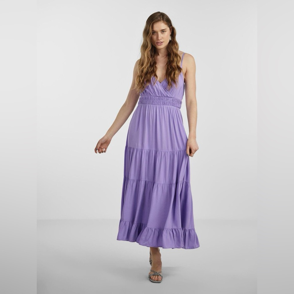 NWT YAS Yassirala Maxi Dress Women’s Size Large Lavender Summer Vacation Beach